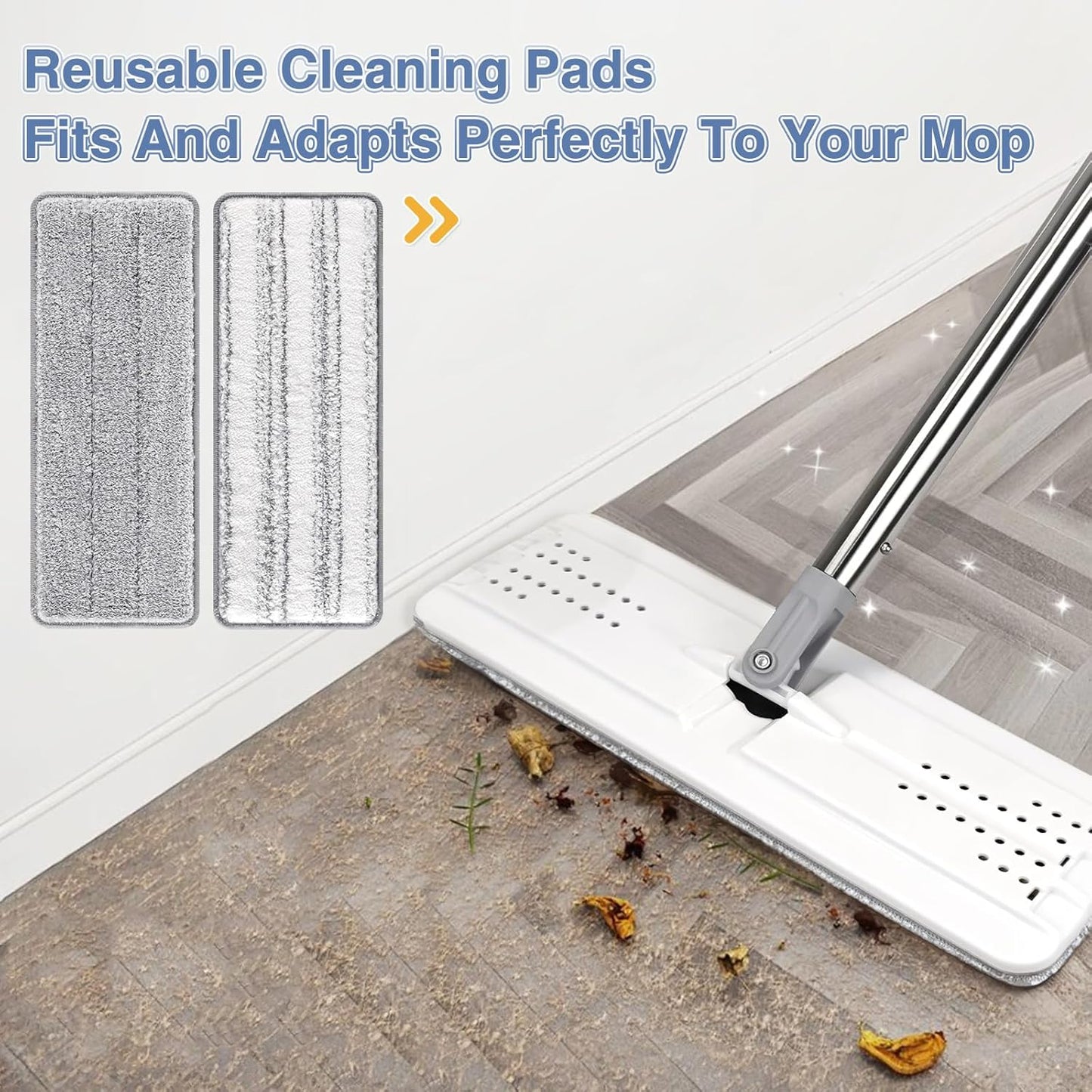 Flat Mop Head Replacement Pads Compatible with Joy-MOOP Mop and Bucket Set, Reusable Washable Squeeze Microfiber Mop Refills for Oshang Bosheng Mop - 13" X 4.9", Grey Only