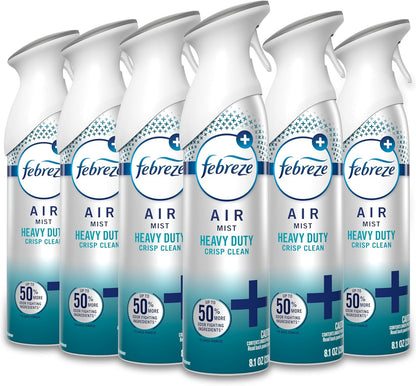 Febreze Air Mist, Air Freshener Spray, Odor Fighting Room Spray, Deodorizer for Home Bathroom Kitchen Office Apartment Dorm Room Classroom, Linen & Sky Scent, 8.1oz (Pack of 6)