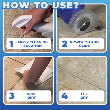 Grout Cleaner Bundle, Electric Stand Up Tile Grout Cleaner Machine with 20’ Cord, 3 Brush Wheels, 1 Cleaner, 1 Grout Hand Brush, 1 Microfiber Cloth