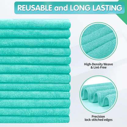 FIXSMITH Microfiber Cleaning Cloth - Pack of 8, Size: 12 x 16 in, Multi-Functional Cleaning Towels, Highly Absorbent Cleaning Rags, Lint-Free, Streak-Free Cleaning Cloths for Car Kitchen Home