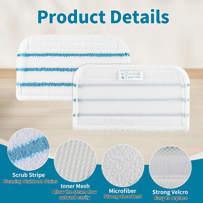 Replacement Steam Mop Pads for Black+Decker Steam Mop SM1600 SM1610 SM1620 HSM13E1 HSMC1300FX HSMC1321 HSMC1361SG, 6 Pack Washable Microfiber Cleaning Pads