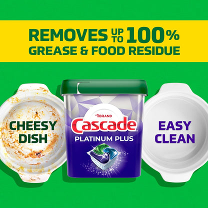 Cascade Platinum Plus Lemon Dishwasher Pods Dishwasher Detergent Tabs Tablets Dish Detergent Pod Dish Soap, 31Count
