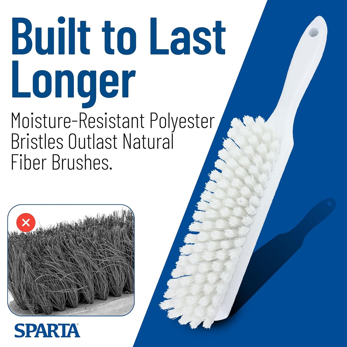 SPARTA Handheld Soft Counter Brush 8 Inch Bristle Span, Multi-Use Dust Brush with 5 Inch Handle for Tables, Countertops, and Delicate Surfaces, Polyester, Orange