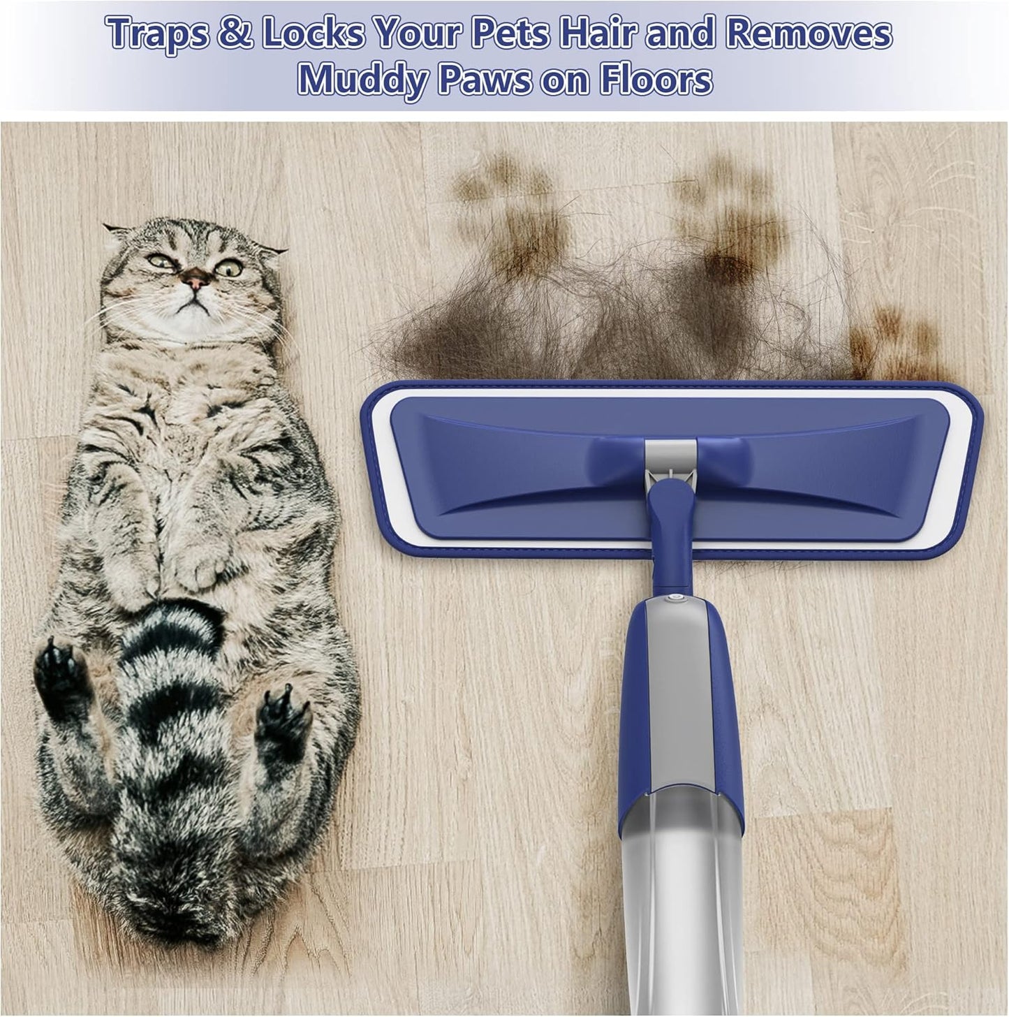 Spray Wet Mops for Hardwood Floor Cleaning: MEXERRIS Floor Mop with 5 Washable Pads for Swiffer Powermop & 2 Refillable Bottles - Home Commercial Dust Dry Mops for Wood Laminate Vinyl Tiles Ceramic