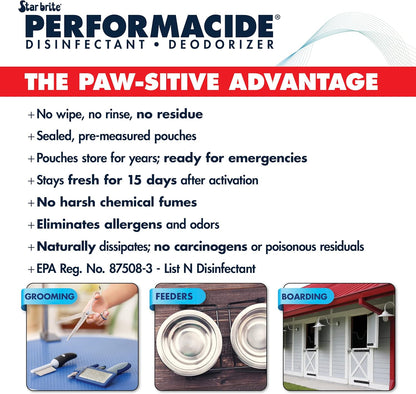 PERFORMACIDE No-Rinse Disinfectant / Deodorizer for Pet Surfaces | Kills Parvovirus, Ringworm, Feline Calicivirus, Avian Influenza (Bird Flu) Eco Friendly, Naturally Dissipates, Refillable, 32 OZ Kit