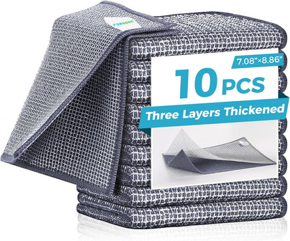 Forggon12 Pcs New Upgrade 3-Layer Metal Dish Cloth, No Scratches and No Odor, Multipurpose Wire Dishwashing Rag for Wet and Dry, Kitchen Cleaning DishRags,Sinks,Dishes,Stove Top, Dimensions(7.08X8.86)