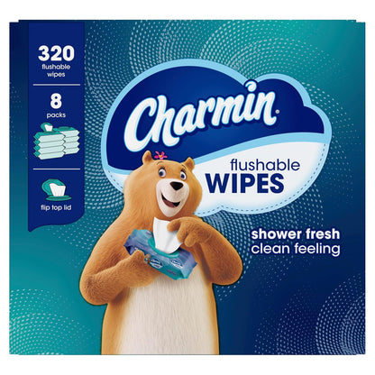 Charmin Flushable Wipes, 160 Total Wipes (4 Packs of 40)