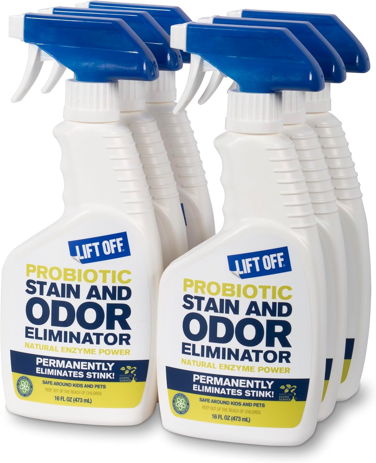 Lift Off 45006 Probiotic Stain and Odor Eliminator Spray – Powerful Natural Enzyme Carpet Cleaner and Pet Odor Eliminator for Urine, Upholstery, and Hard Floors, Safe Around Kids and Pets – 16 Fl Oz