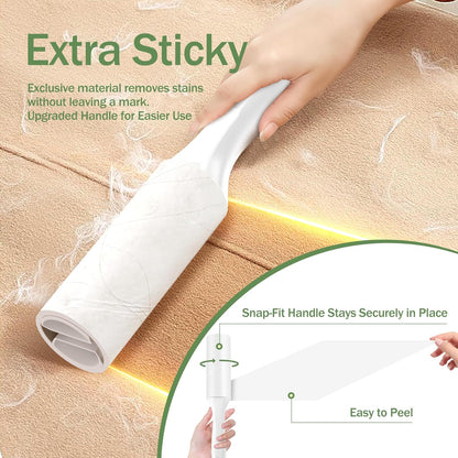 Extra Sticky Lint Roller for Pet Hair, 600 Sheets with 2 Reinforced Handles, Heavy Duty Lint Roller for Clothes, Couch, Furniture & Car