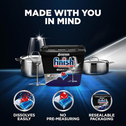 Finish Quantum Dishwasher Pods, No Pre-Rinse Dishwasher Detergent Soap Removes 24HR Dried-On Stain and Grease, Leaving a Virtually Spotless Shine, 22 Count