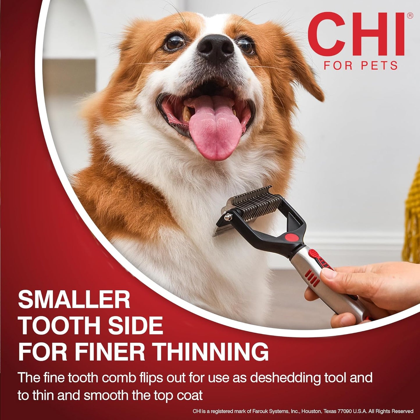 CHI for Dogs Rubber Fur Accumulator Brush, Dog Grooming Tool for Removing Loose Hair and Lint from Coats Furniture Clothing and Car Seats, Flexible Rubber Bristles, Easy Clean Grooming Brush