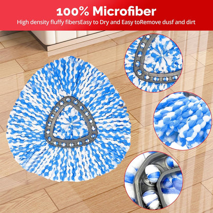 O-Cedar Spin Mop Head, Base, Handle Replacement for EasyWring 1 Tank System, 4 Microfiber Mop Refills, 1 Base and 30-58in Handle Set Combo, White