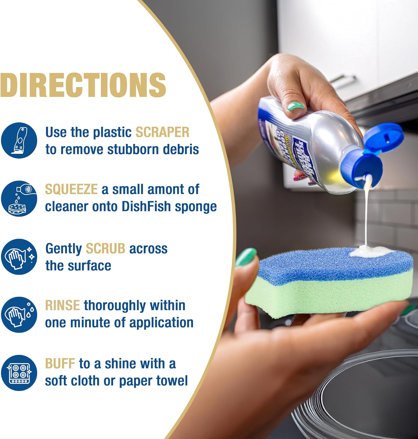 Bar Keepers Friend Cooktop Cleaner (2 x13 oz) + Scraper - Multipurpose Liquid Stovetop Cleanser, Safe for Use on Glass & Ceramic Cooking Surfaces, Copper, Brass, Chrome, Stainless Steel & Porcelain