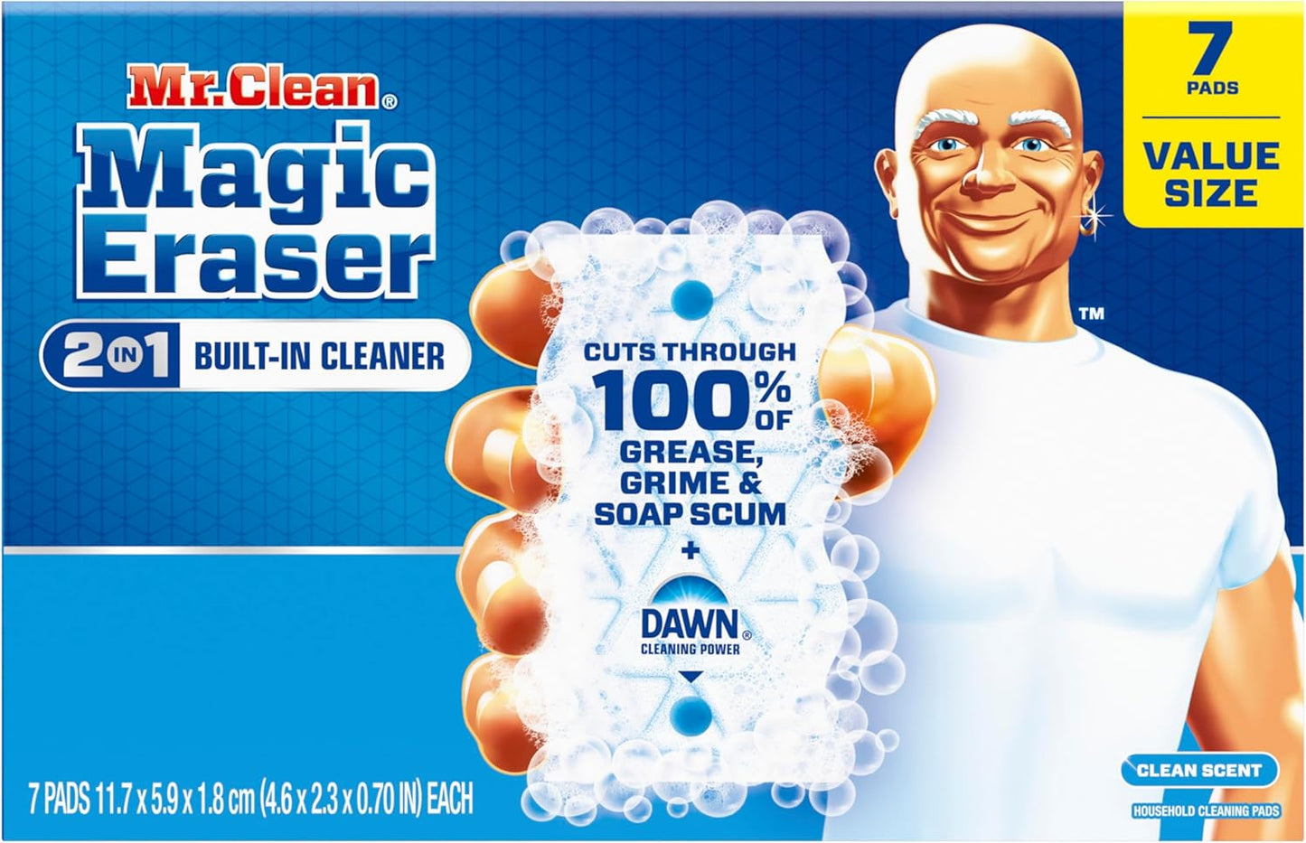 Mr. Clean Magic Eraser Foaming Sponge, All Purpose Cleaner, Dawn Cleaning Power, Wall Cleaner, Sneaker Cleaner, Oven Cleaner, Kitchen, Bathroom, Shower Cleaning Supplies, Scrubber, Ultra Foamy, 5ct