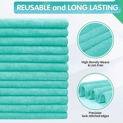 FIXSMITH Microfiber Cleaning Cloth - Pack of 8, Size: 12 x 16 in, Multi-Functional Cleaning Towels, Highly Absorbent Cleaning Rags, Lint-Free, Streak-Free Cleaning Cloths for Car Kitchen Home