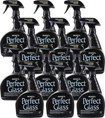 HOPE'S Perfect Glass Cleaner Spray, Streak-Free, Ammonia-Free Window, Mirror, Screen, Tinted Glass, and Shower Door Cleaner, Indoor and Outdoor Glass Surfaces, 32 Fl Oz, Pack of 1