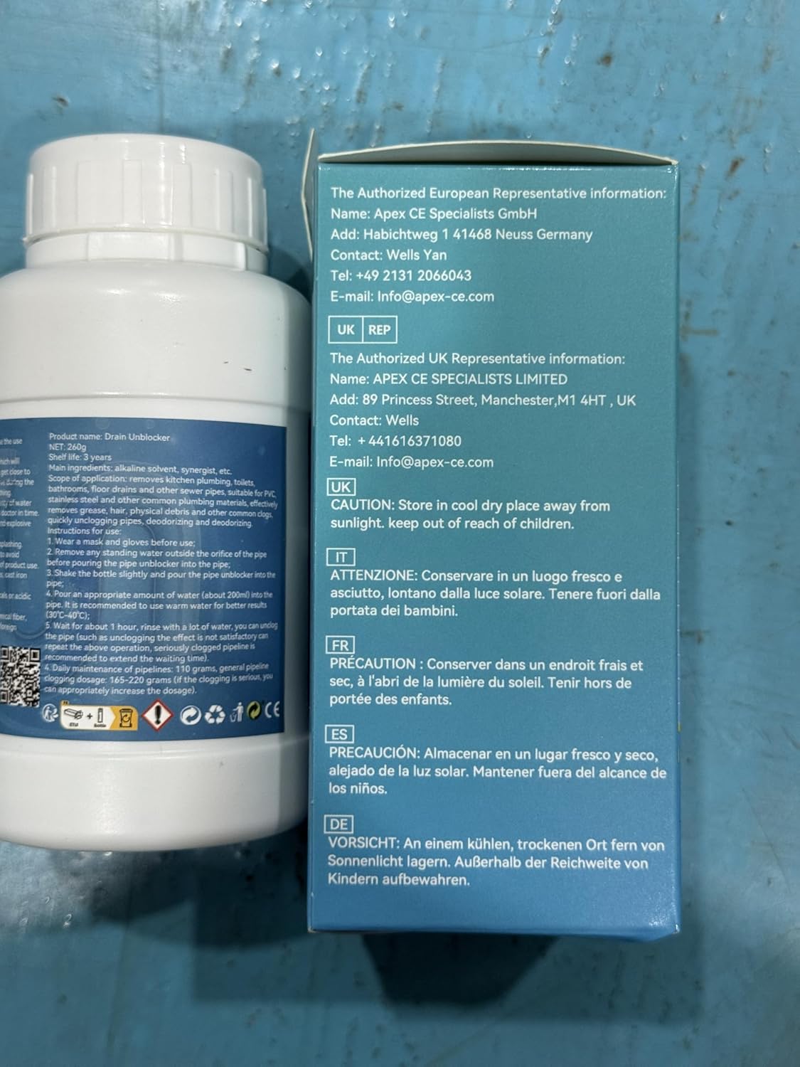 Drain Clog Remover, Powerful Sink Drain Cleaner Powder, Fast Removes Clogs, Hair, Grease & Soap Scum, for Pipes Home Use (260g)