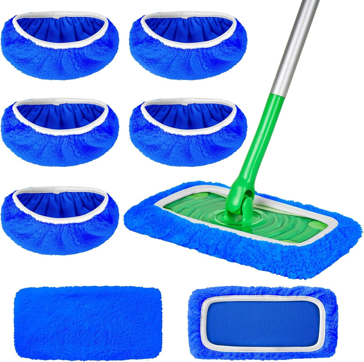 AmaVins 5 Pack Reusable Microfiber Mop Pads Compatible with Swiffer Sweeper Mop, Wet and Dry Flat mop Cover, Washable Mop Pads for Surface/Hardwood Floor Cleaning (Mop is Not Included)