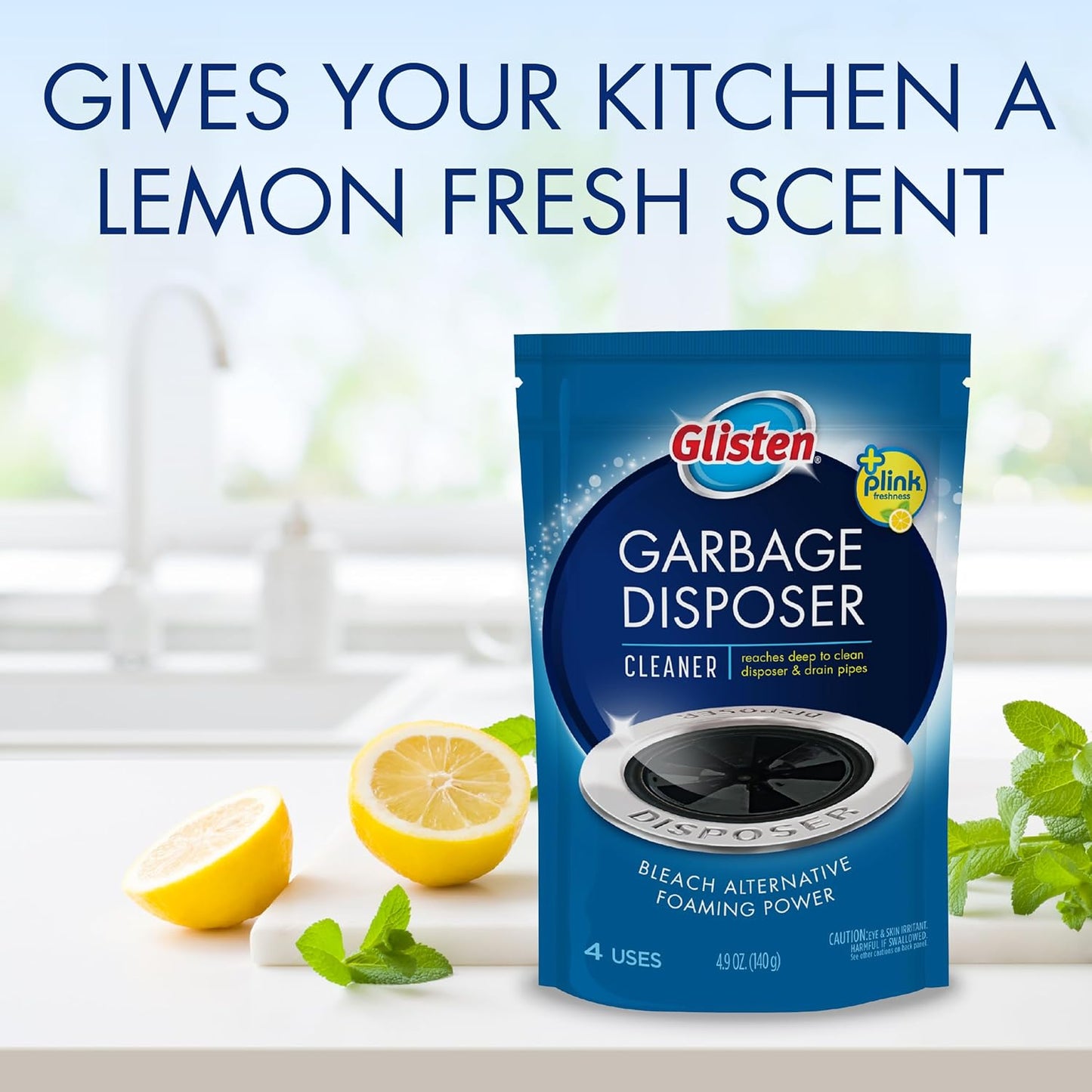 Glisten Garbage Disposer Cleaner, Lemon, 4.9 Oz, 4 Count (Pack of 2)