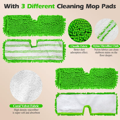 MASTERTOP Microfibre Flat Mop, Extended Wet Dry Large Floor Mop with 5 Reusable Pads & Telescopic Handle, Dust Mops for Laminate Wooden Hard Floor Vinyl Tile Floors Cleaning - Send 1 Cleaning Scraper