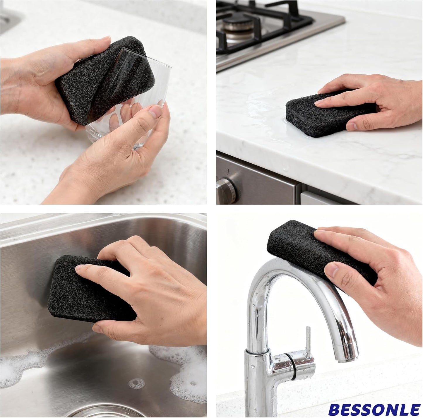 8 Pack Silicone Scrubbing Sponges, Heavy-Duty, Non-Scratch Kitchen Sponges - Reusable, Odor-Free, Perfect as Cleaning for Dishes, Non-Stick, Countertops (Grey)