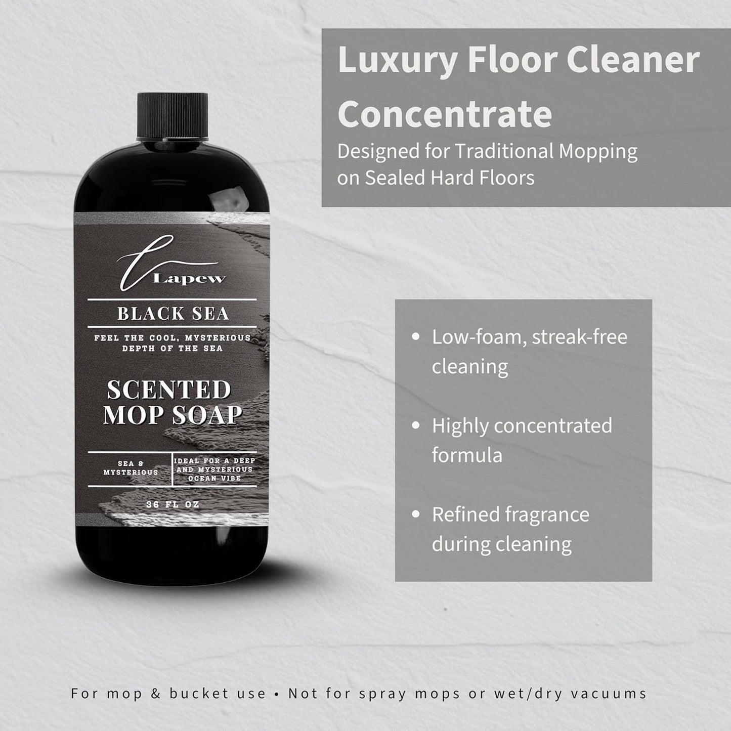Lapew Santal Scented Mop Soap - Luxury Floor Cleaner Concentrate for Mopping Tile, Laminate, Vinyl & Hardwood | Streak-Free, Low-Foam | 36 oz - Colors A