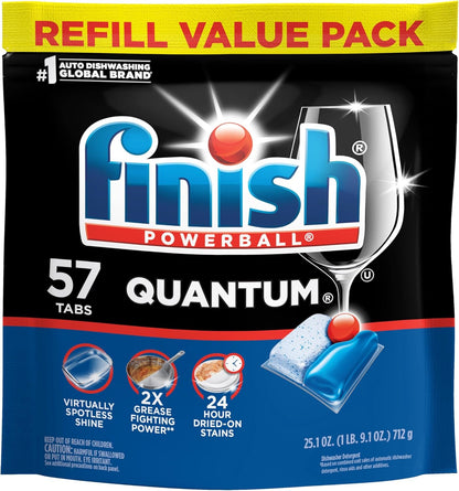 Finish Quantum Dishwasher Pods, No Pre-Rinse Dishwasher Detergent Soap Removes 24HR Dried-On Stain and Grease, Leaving a Virtually Spotless Shine, 82 Count