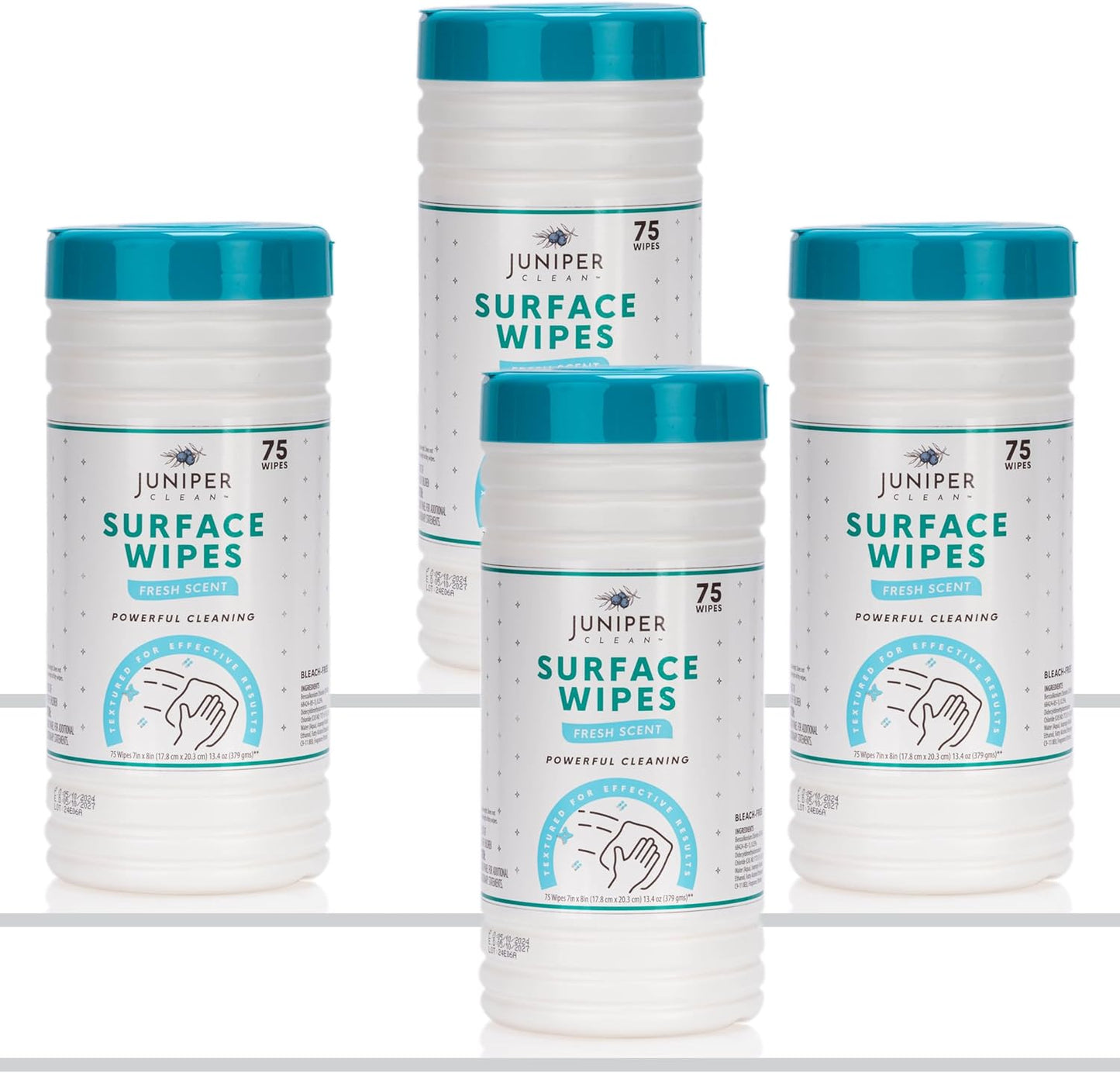 Juniper CLEAN 24 Pack Surface Cleaning Wipes Bleach Free, All-Purpose Cleaner for Bathroom, Kitchen, Office, 1728 Count Soft Flow, Fresh Scent, Bleach Free, Lint Free, Durable