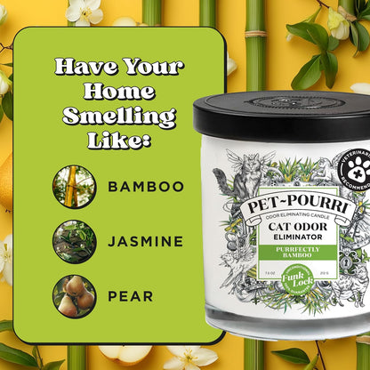 Pet-Pourri Pawsitively Fresh Pet Odor Deodorizer Candle, Burns Up to 45 Hours, Aromatherapy & Air Freshener with Essential Oils, Plant Based Ingredients & Wax, Vet Approved, Jasmine Pear Scent