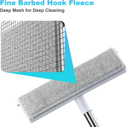 Rubber Floor Squeegee for Smooth Surface Concrete Floor, Tile Floor, Heavy Duty Garage Shower Floor Squeegee Broom for Removing Water, Commercial Scrubber Mop with Adjustable Long Handle