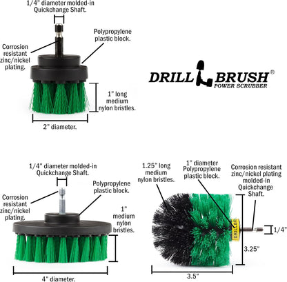 Drillbrush Drill Brush Attachment Set for Bathroom Cleaning – Power Scrubber Brush Kit for Tub, Tile, Shower, and Grout – All-Purpose Household Cleaning Brushes for Drill - Electric Grout Cleaner Kit