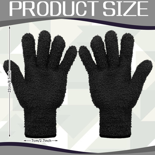 Patelai 2 Pairs Microfiber Gloves for plants Dusting Cleaning Glove Mittens House Cars Blinds Dusting(Blue, Grass Green,Large)