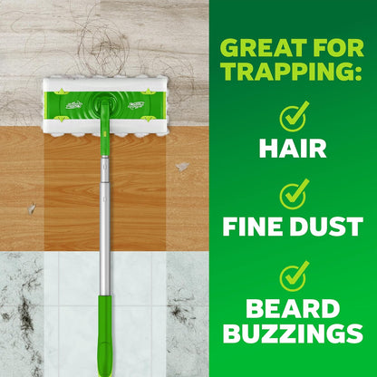 Swiffer Sweep & Mop Deluxe 2-in-1 Multi-Surface Kit for Floor Cleaning, Includes 1 Sweeper Device, 5 Dry Sweeping + 6 Wet Mopping Heavy Duty Cloths, Black