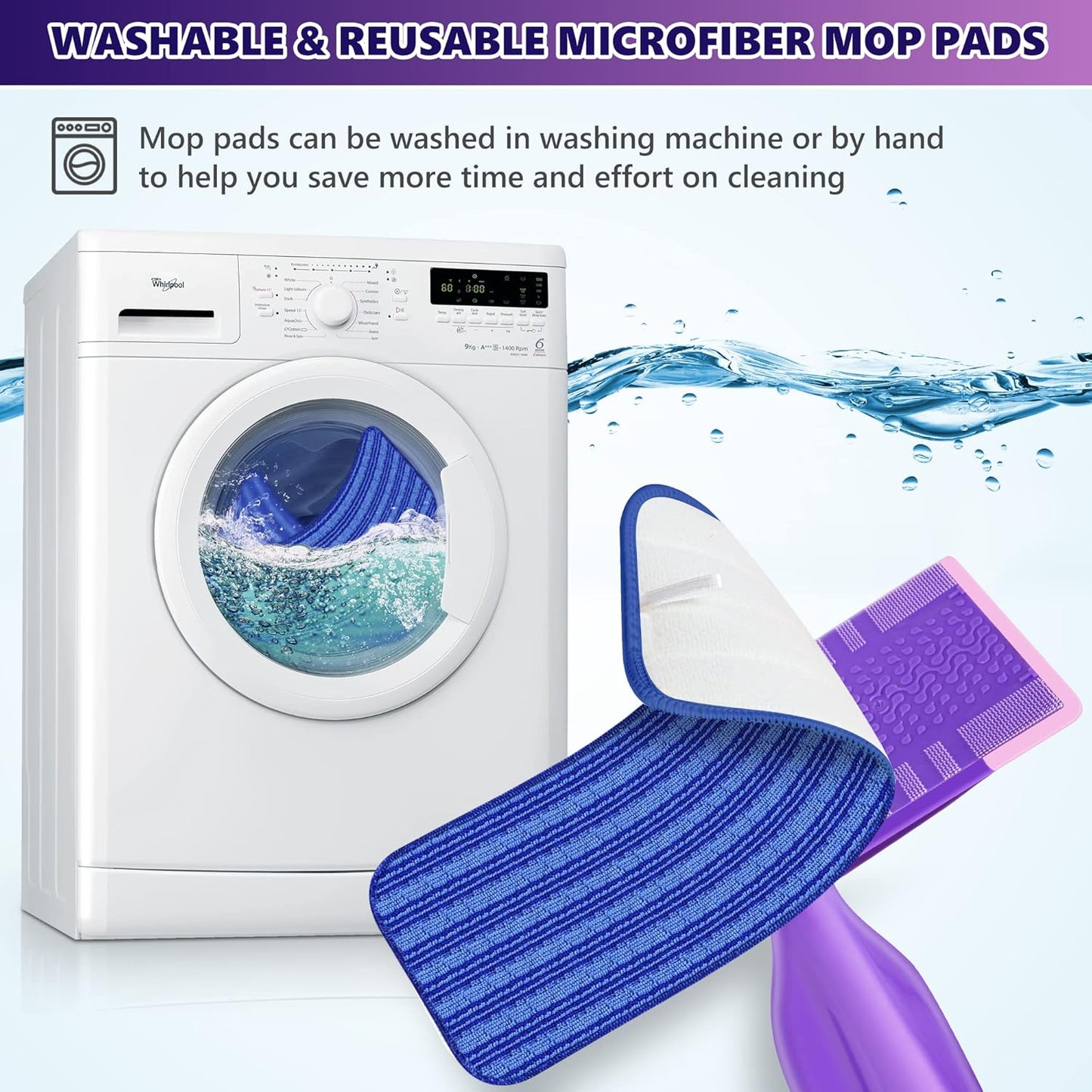 Reusable Mop Pads Compatible with Swiffer Wet Jet, Wet Jet Pads Refills for Swiffer Mop, 4 Pack Microfiber Replacement Pads for Hardwood Floor Cleaning, Dry Wet Mopping Cloths for 12" Wet Jet Refill