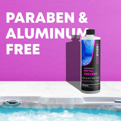 Spa Metal Control and Stain Protector to Protect Hot Tub Surfaces 16oz - Metal Gone Hot Tub Chemicals Made in the USA - AquaDoc
