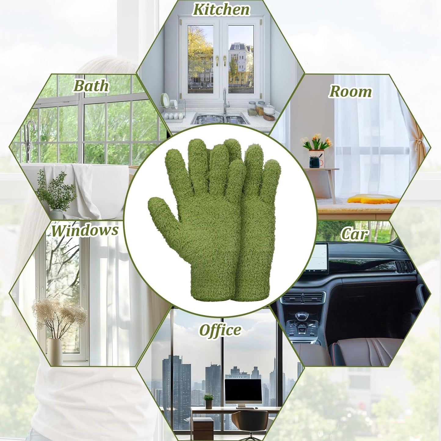 Abeillo Microfiber Gloves for Plants Dusting Cleaning, Reusable Washable Cleaning Gloves Mittens House Cars Blinds Dusting