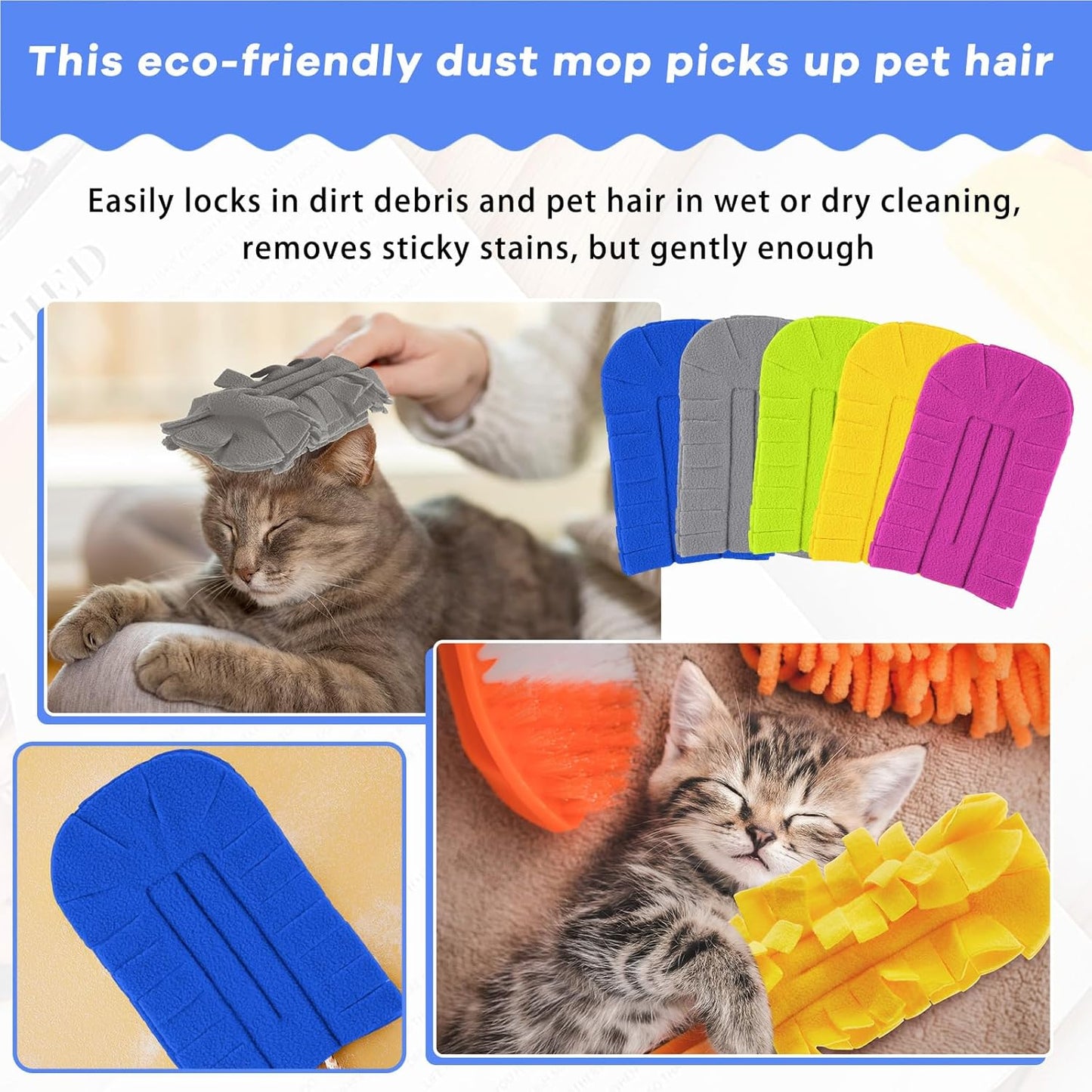 Zubebe 12 Pcs Duster Refill Reusable Fleece Duster Refills Feather Flat Dusters Multi Surface Washable Cleaning Pads Tools for Home, Blinds, Car, Pet, Furniture, Fans (Dark Color)