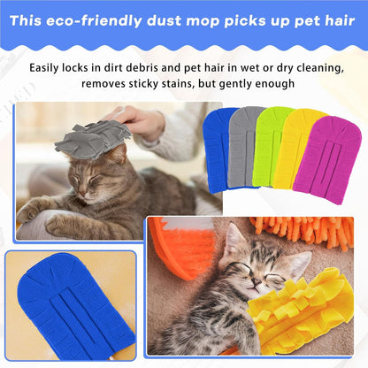 Zubebe 12 Pcs Duster Refill Reusable Fleece Duster Refills Feather Flat Dusters Multi Surface Washable Cleaning Pads Tools for Home, Blinds, Car, Pet, Furniture, Fans (Dark Color)