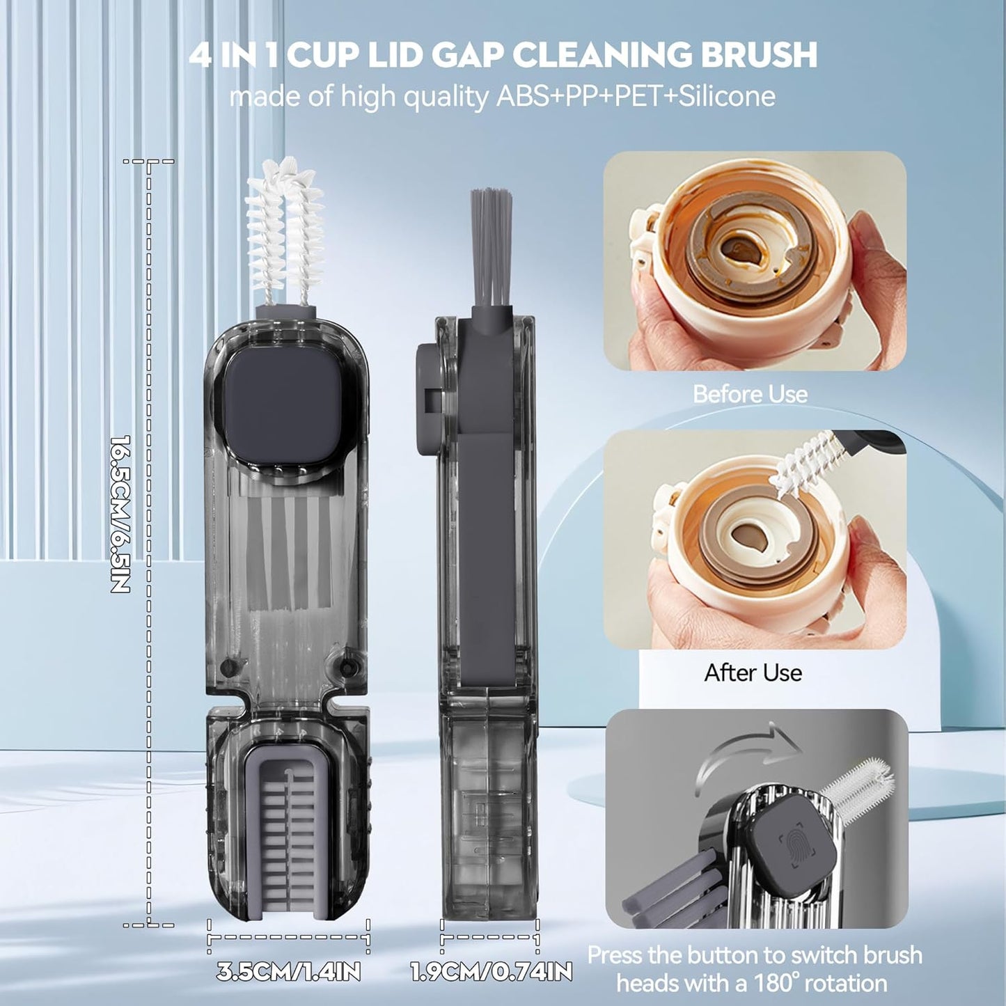 3 in 1 Cup Lid Gap Cleaning Brush Set, Multifunctional Insulation Bottle Cleaning Tools, Mutipurpose Tiny Silicone Cup Holder Cleaner, Home Kitchen Cleaning Tools