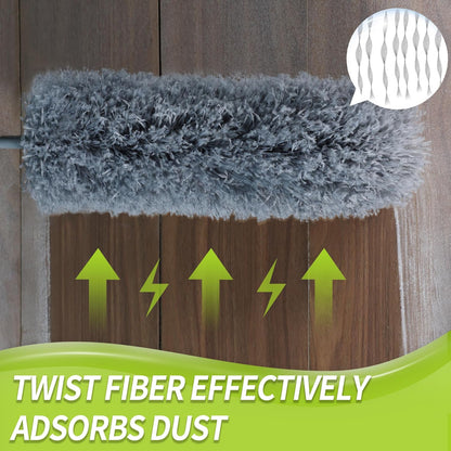 IVYROLL Cobweb Duster with Extension Pole, Spider Web Brush & Ceiling Cleaning Kit, 100" Microfiber Feather Duster Cleaner with Washable Head for Ceiling Fan, Furniture, Home