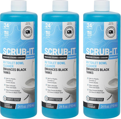 Unique Scrub-It RV Toilet Bowl Cleaner Liquid – RV Toilet Cleaner for Rimless RV Toilets, Squirt Top, Removes Stains & Odors (24 oz) Amazon Exclusive Packaging