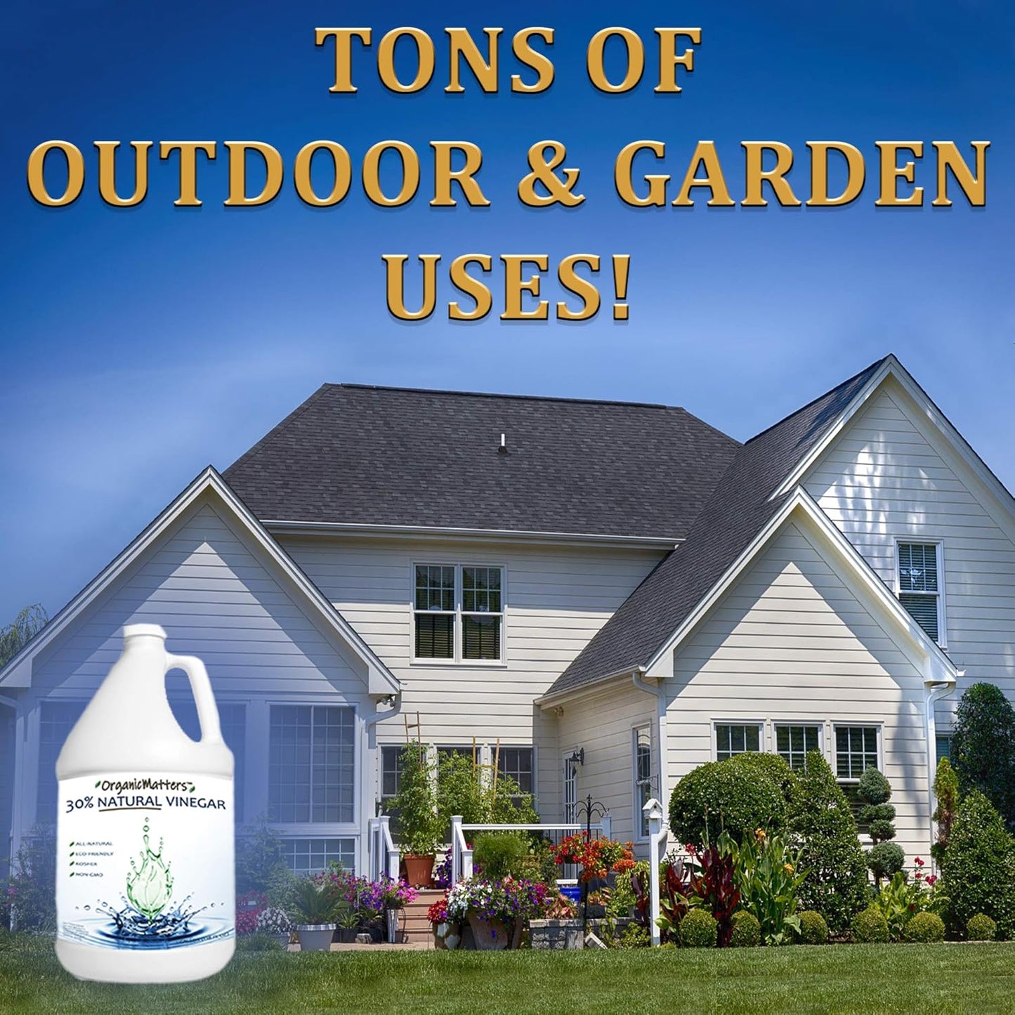 OrganicMatters Vinegar 30% Organic Industrial Cleaning Agent Concentrate, Pure Non-GMO Kosher All-Purpose Home & Garden Vinegar, Eco-Friendly (128 oz Gallon Refill)