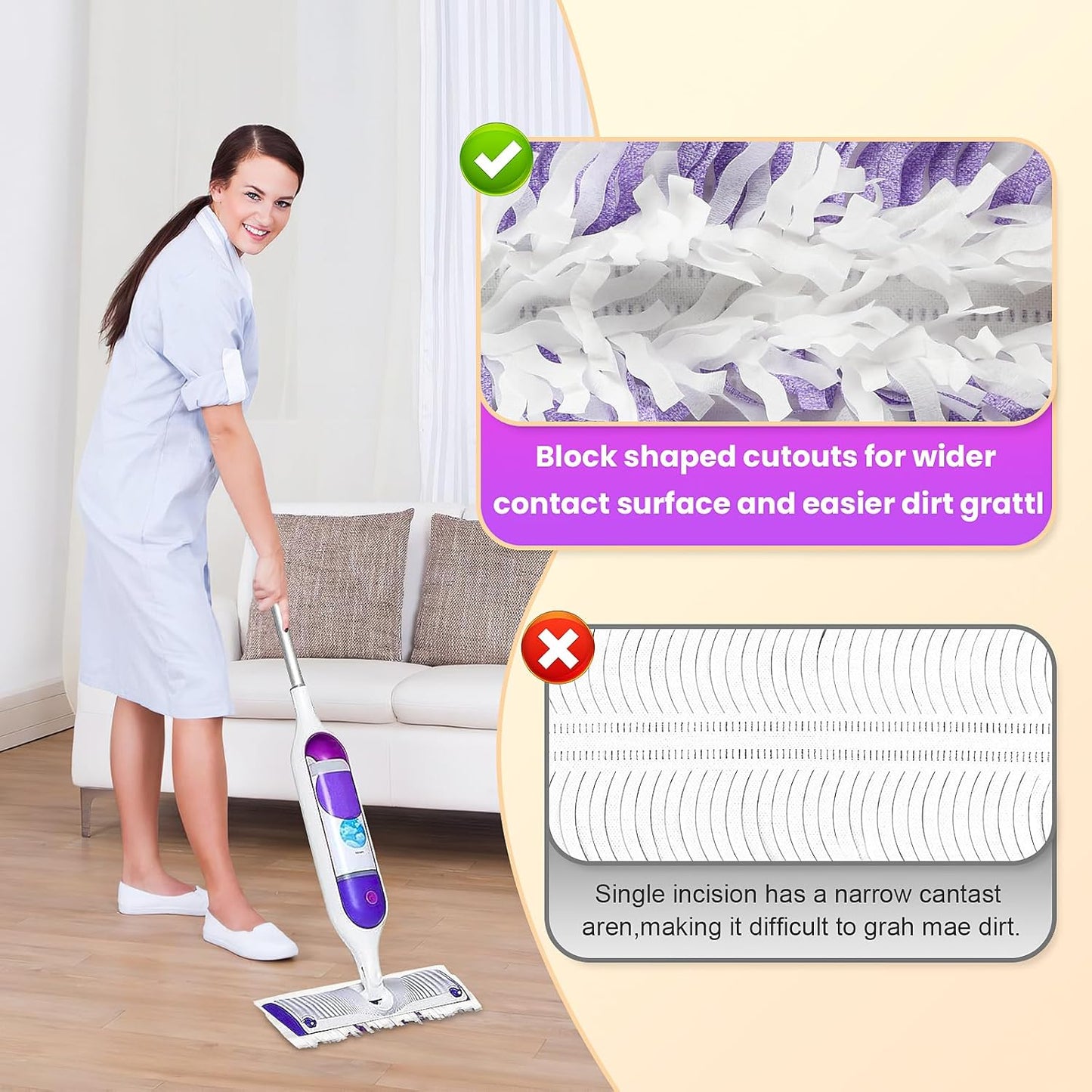 Pure Realm 40 Cout Power Mop Pads Refills for Powermop , Multi-Surface Disposablen swiffer Power Mop Pads，Unscented Spray Cleaning Repalcement Pads Refill