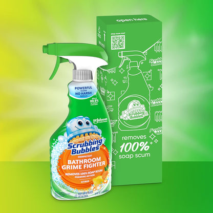 Scrubbing Bubbles Bathroom and Shower Cleaner Spray, Foaming Action Bathroom Grime Fighter Removing Soap Scum, Berry Burst Scent, 32oz