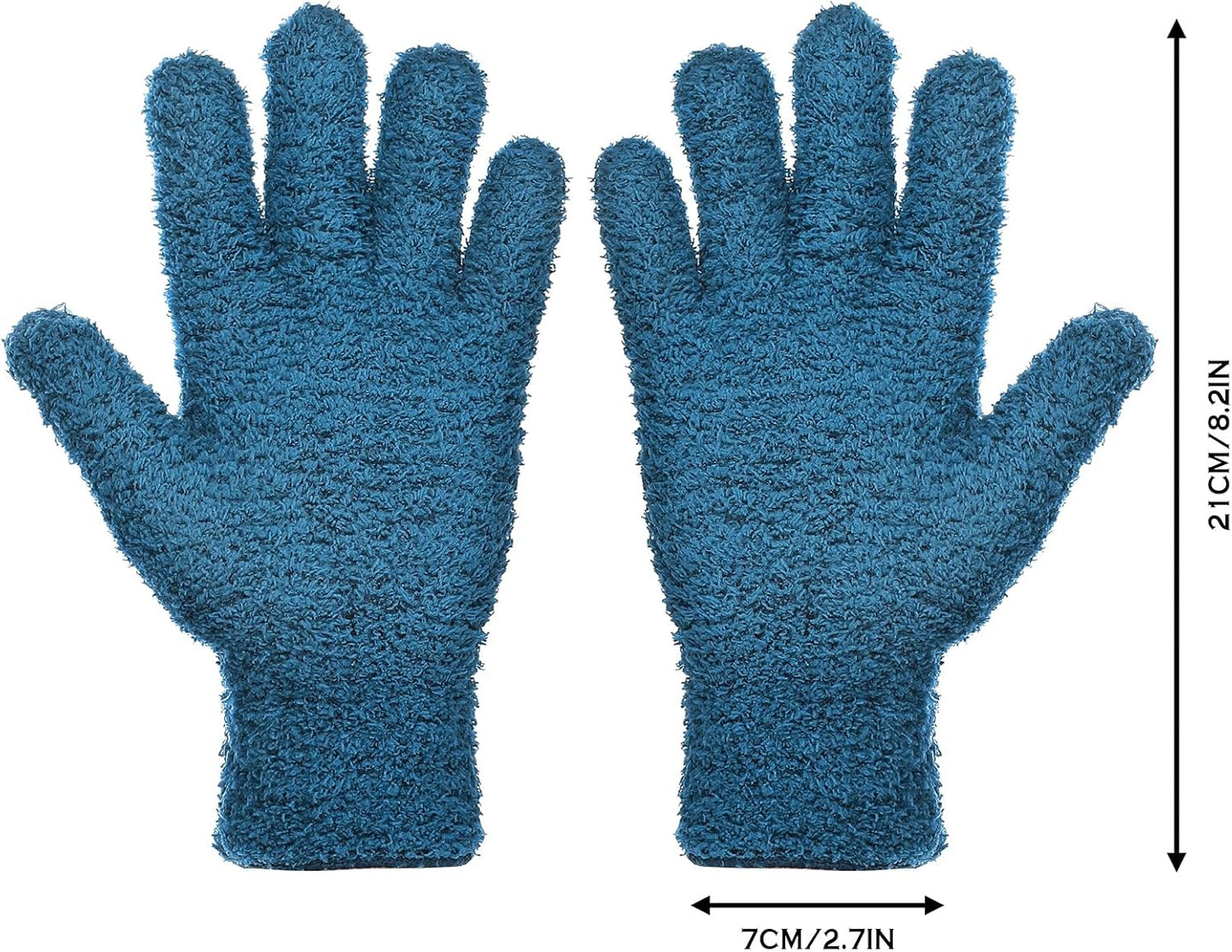 Patelai 2 Pairs Microfiber Gloves for plants Dusting Cleaning Glove Mittens House Cars Blinds Dusting(Blue, Grass Green,Large)
