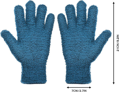 Patelai 2 Pairs Microfiber Gloves for plants Dusting Cleaning Glove Mittens House Cars Blinds Dusting(Blue, Grass Green,Large)