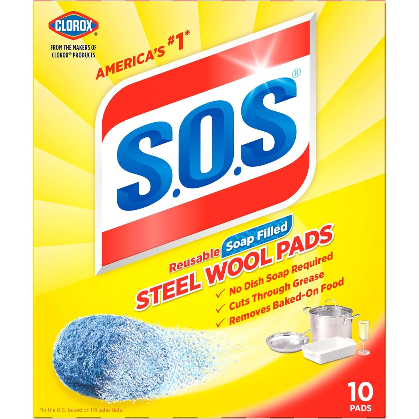 S.O.S Steel Wool Soap Pads, Lemon Fresh, 10 Count