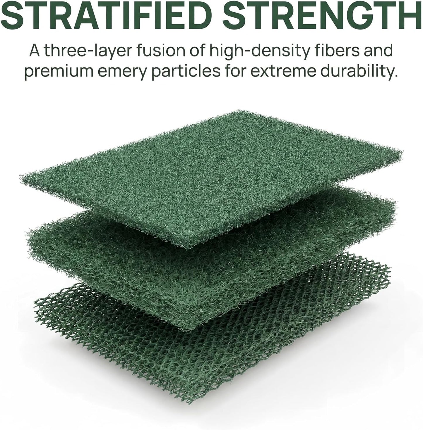 Scrubbing Pads, 6-Pack Green Kitchen Cleaning Scourer – Heavy Duty Scrubber for Pots, Stovetops, Range Hoods, Easy Rinse, Degreasing & Descaling by Ha-Fish&Flame-Gua