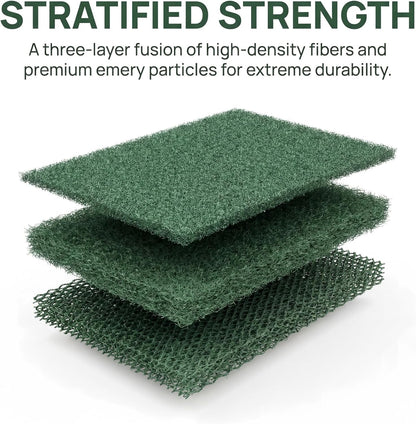 Scrubbing Pads, 6-Pack Green Kitchen Cleaning Scourer – Heavy Duty Scrubber for Pots, Stovetops, Range Hoods, Easy Rinse, Degreasing & Descaling by Ha-Fish&Flame-Gua