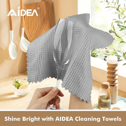 AIDEA Microfiber Glass Cleaning Cloth, 8PK, Premium Microfiber Glass and Window Cleaner, Lint Free Magic Cleaning Cloths for Glass, Windows, Windshields, Mirrors, Stainless Steel, 12"x12"